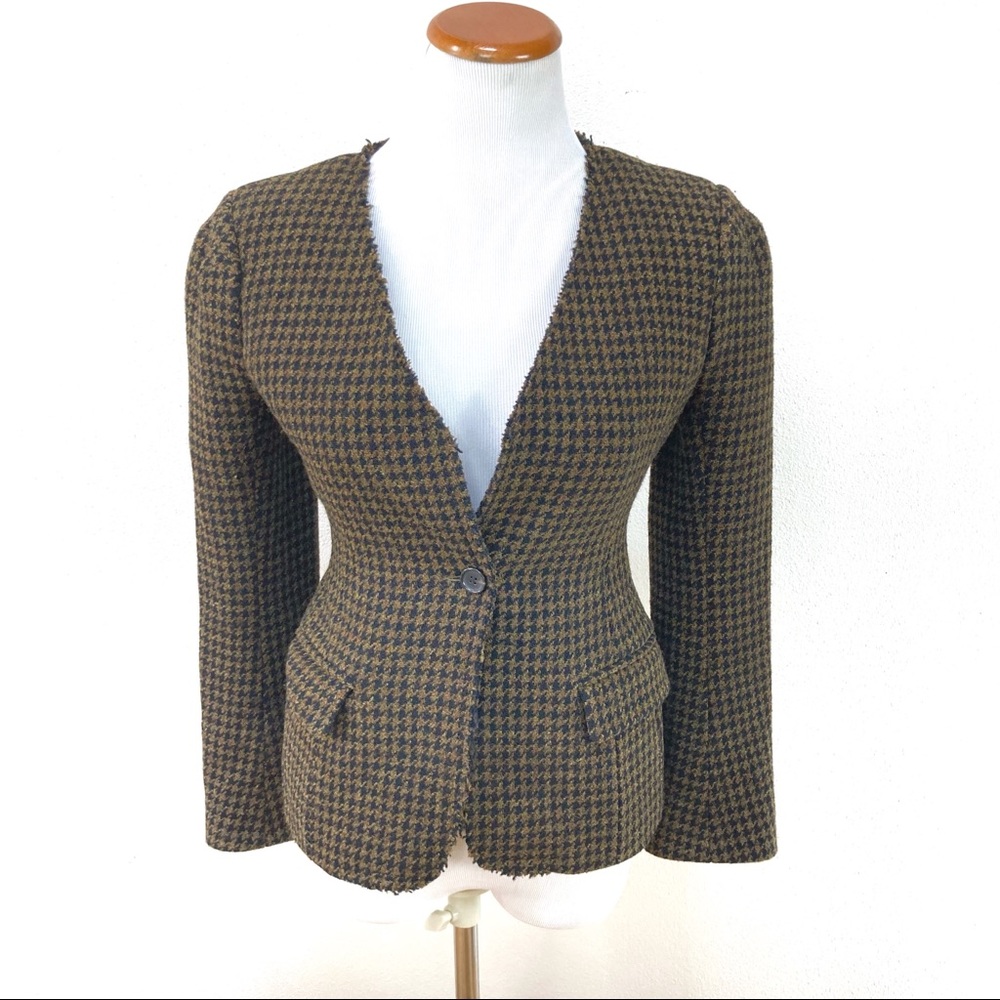Isabel Marant‎ Etoile Fitted Houndstooth Tweed Wool Blazer Jacket Women’s XS